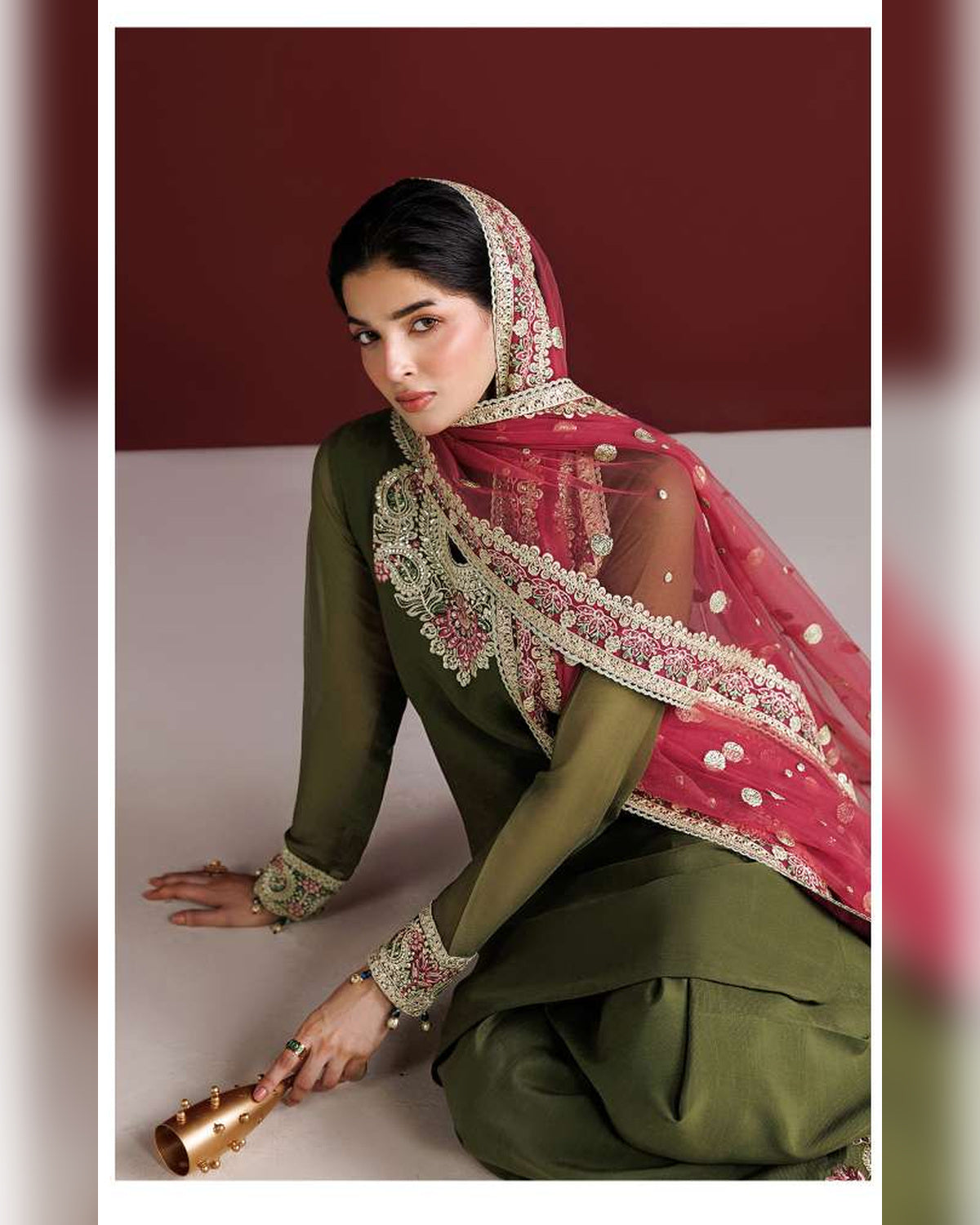 Farasha Azure Royale Luxury Embroidered Chiffon 3 Piece Suit