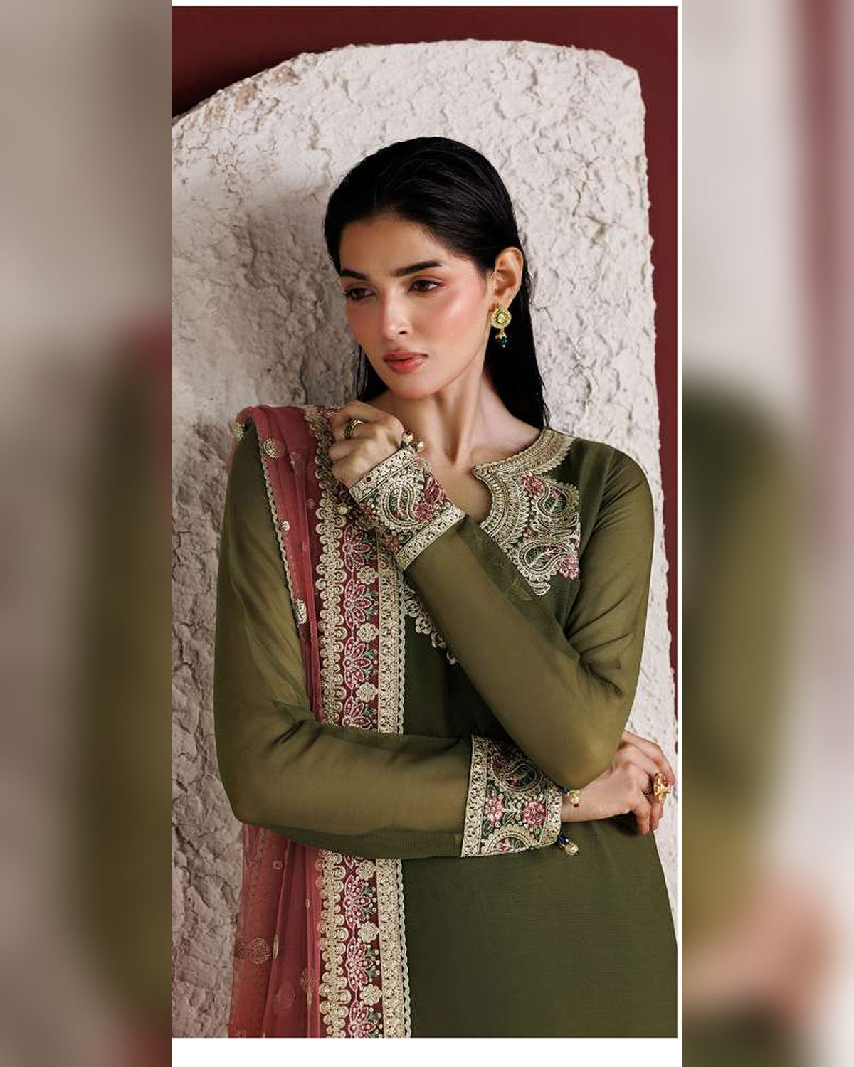 Farasha Azure Royale Luxury Embroidered Chiffon 3 Piece Suit