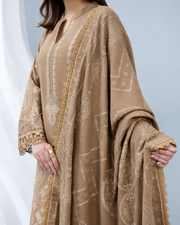 Zarnish by Johra Luxury Embroidered Winter Suit with Embroidered Wool Shawl