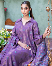 Riaz Arts Kani Micro Velvet Jacquard 3 Piece Suit with Jacquard Shawl