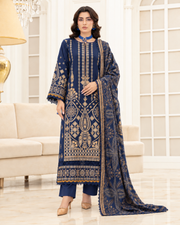 Mahveen by Johra Luxury Winter Embroidered Peach Leather Suit with Wool Shawl