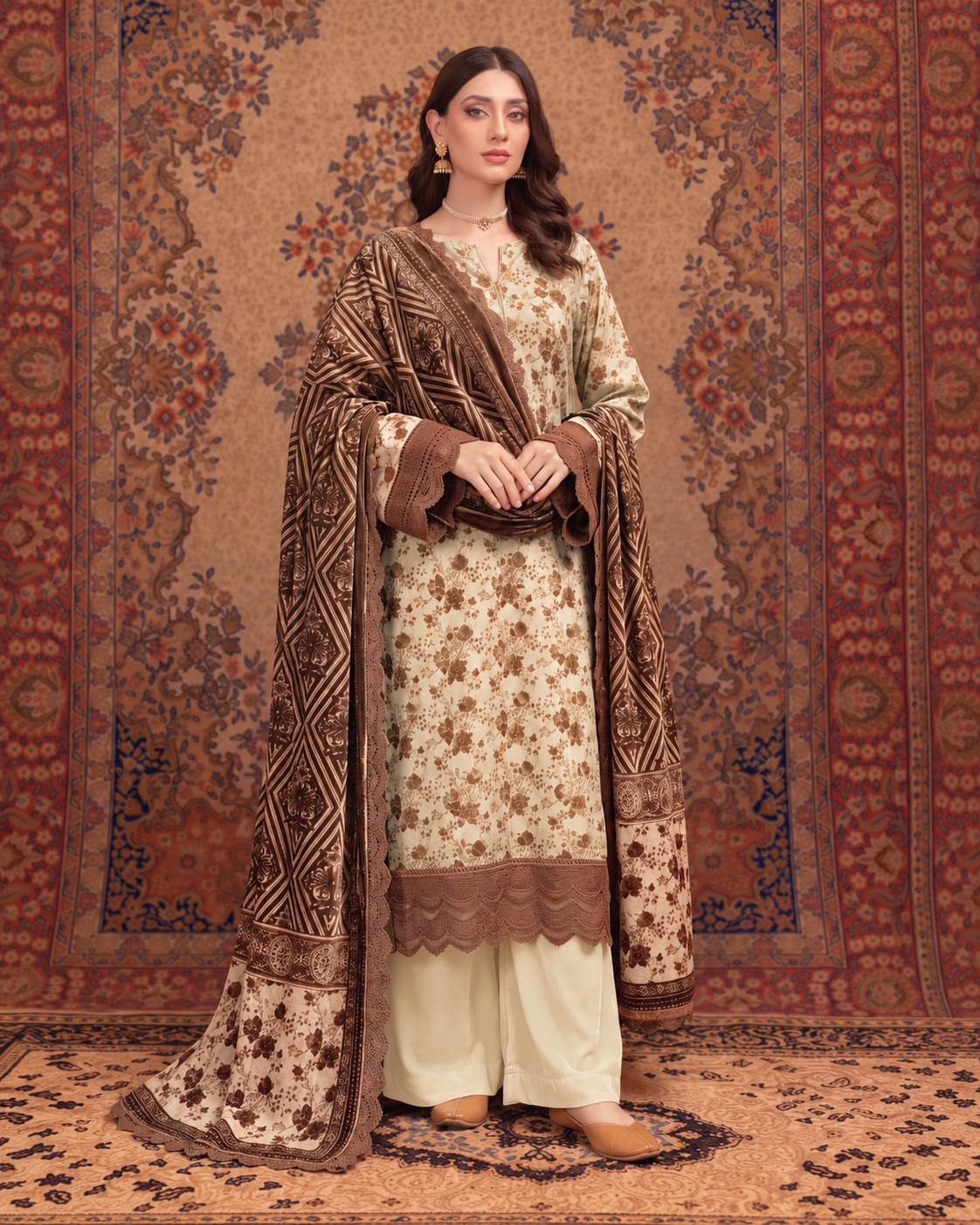Riaz Arts Mahees Luxury Winter Digital Printed Velvet Suit