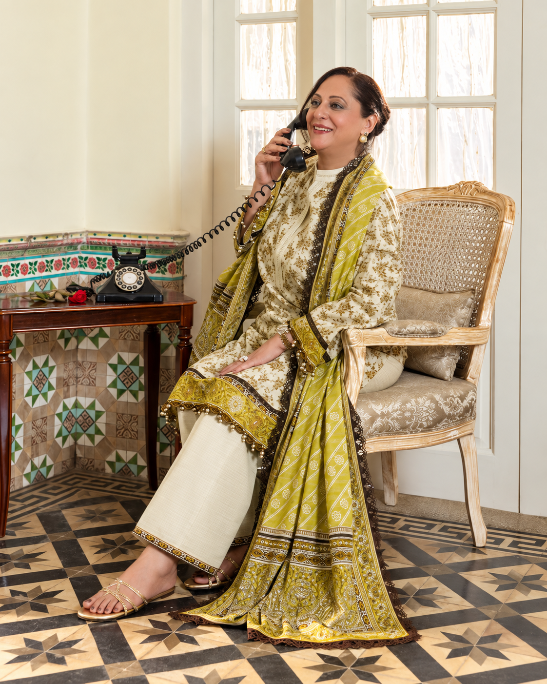 Gul Ahmed Printed Khaddar 3 Piece Unstitched Suit with Printed Dupatta
