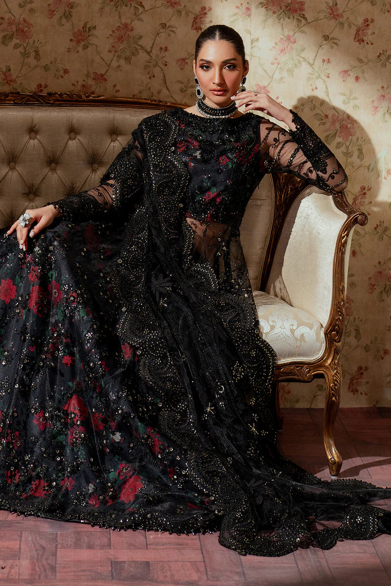 Luxury 12-Piece Handmade Embroidered Net Suit | Organza Sleeves Border, Digital Silk Lining & Dyed Silk Trouser – Unstitched Bridal & Formal Wear