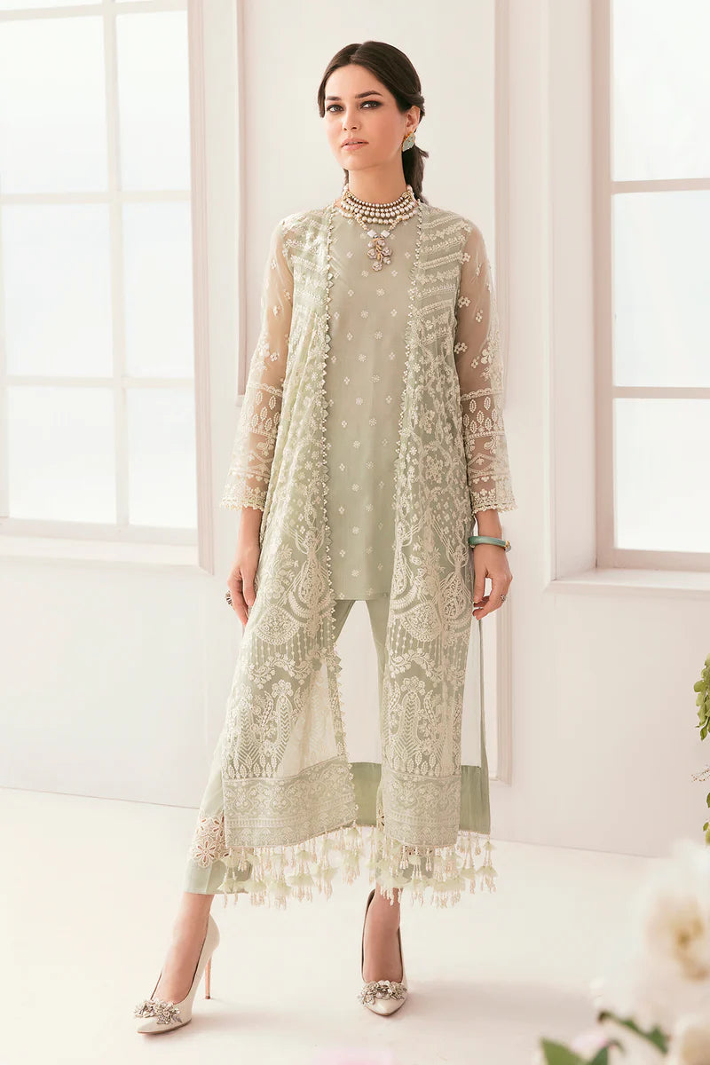 Luxury 10-Piece Embroidered Chiffon & Grip Suit | Digital Organza Dupatta, Embroidered Trouser Patch & Dyed Silk Trouser – Unstitched Formal & Party Wear
