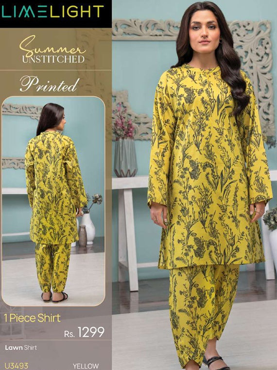 Limelight Printed Lawn Collection 2025 Vol-01 (U3493 Yellow)