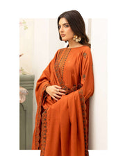 Shaista Festive Sami Peach Embroidered 3 Piece Suit with Full Embroidered Dupatta