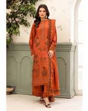 Shaista Festive Sami Peach Embroidered 3 Piece Suit with Full Embroidered Dupatta