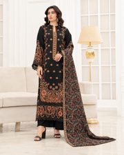 Mahveen by Johra Luxury Winter Embroidered Peach Leather Suit with Wool Shawl