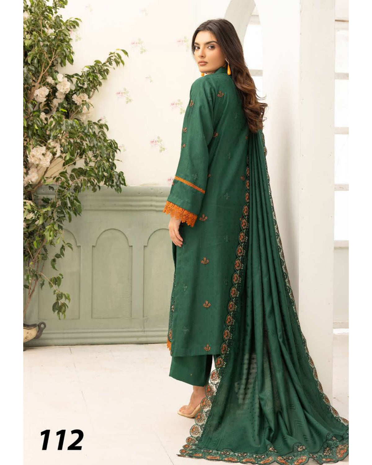 Shaista Festive Sami Peach Embroidered 3 Piece Suit with Full Embroidered Dupatta