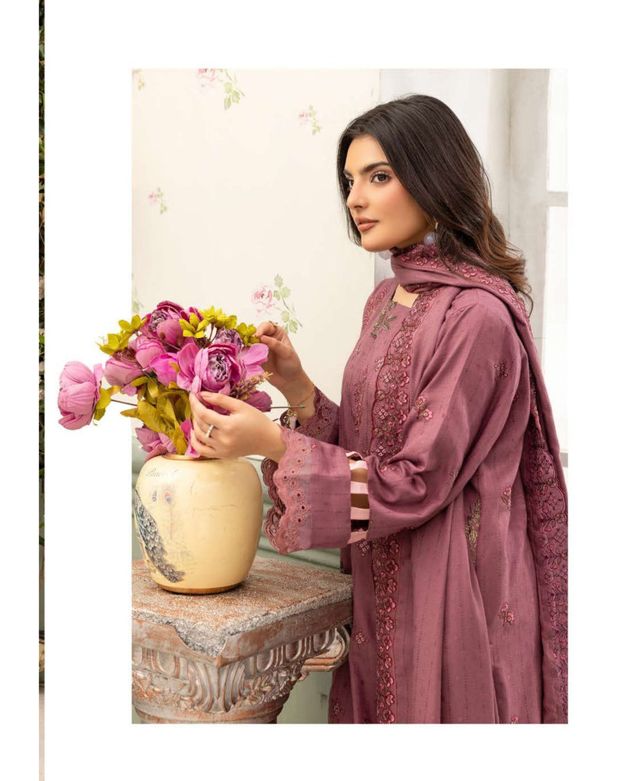 Shaista Festive Sami Peach Embroidered 3 Piece Suit with Full Embroidered Dupatta