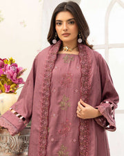 Shaista Festive Sami Peach Embroidered 3 Piece Suit with Full Embroidered Dupatta