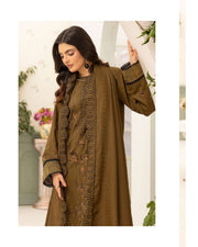 Shaista Festive Sami Peach Embroidered 3 Piece Suit with Full Embroidered Dupatta