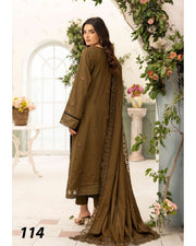 Shaista Festive Sami Peach Embroidered 3 Piece Suit with Full Embroidered Dupatta