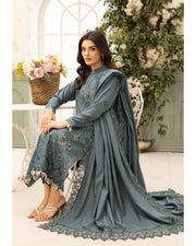 Shaista Festive Sami Peach Embroidered 3 Piece Suit with Full Embroidered Dupatta
