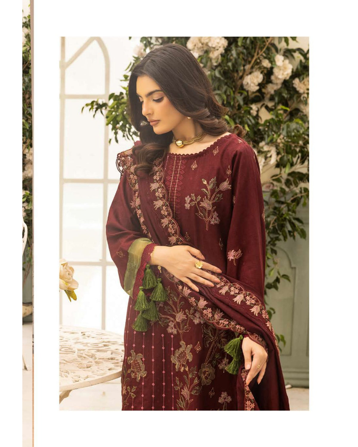 Shaista Festive Sami Peach Embroidered 3 Piece Suit with Full Embroidered Dupatta