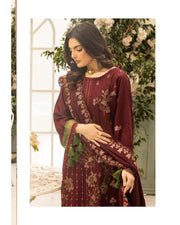 Shaista Festive Sami Peach Embroidered 3 Piece Suit with Full Embroidered Dupatta