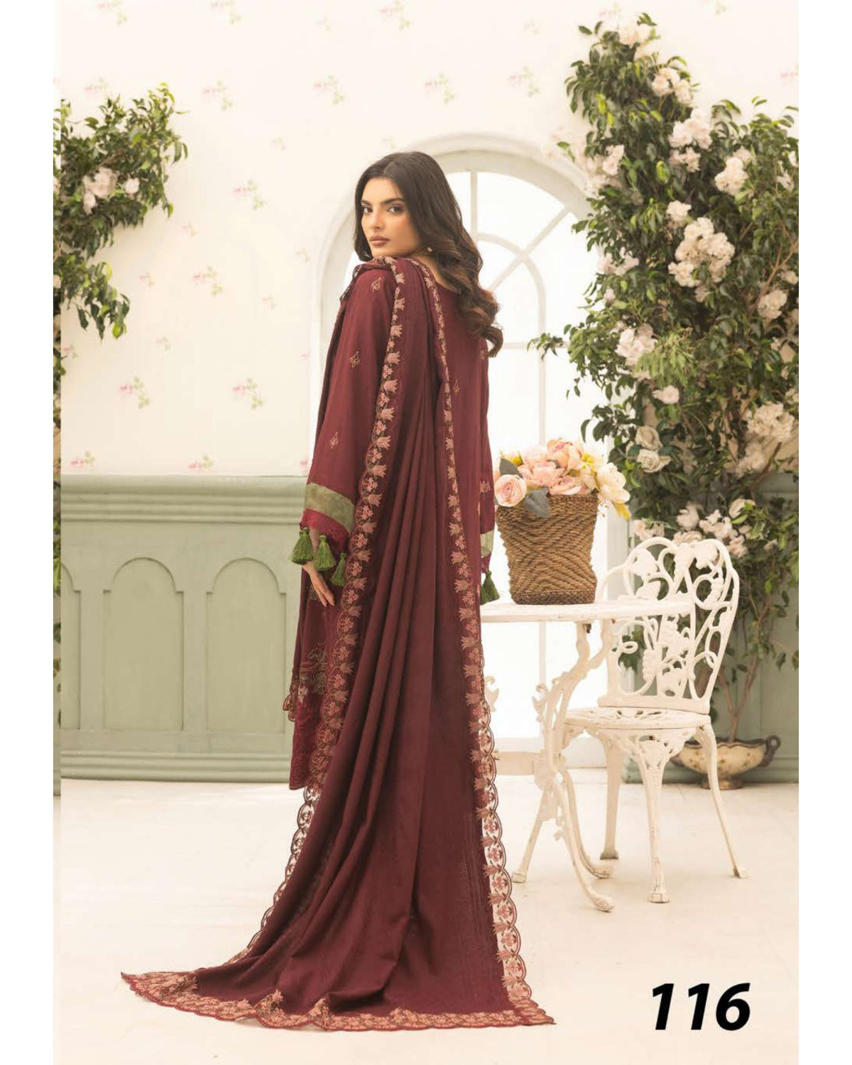 Shaista Festive Sami Peach Embroidered 3 Piece Suit with Full Embroidered Dupatta