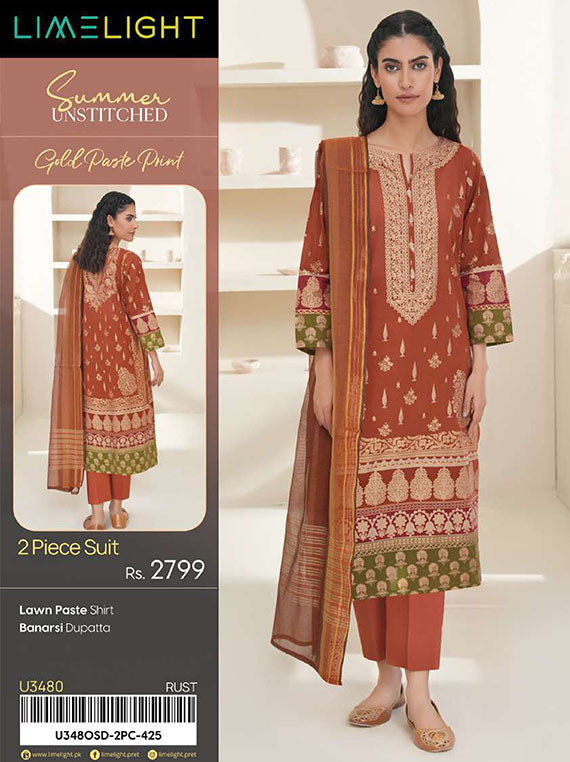 Limelight Printed Lawn Collection 2025 Vol-02 (U3480 Rust)