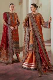 Luxury Embroidered 18-Piece Bridal Outfit | Zari Net, Organza & Silk with Velvet Borders – Full Suit with Dupatta & Trouser
