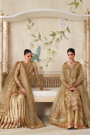 Luxury Embroidered Zarri Net Dress with Embroidered Dupatta & Silk Trouser – Unstitched Wedding Collection