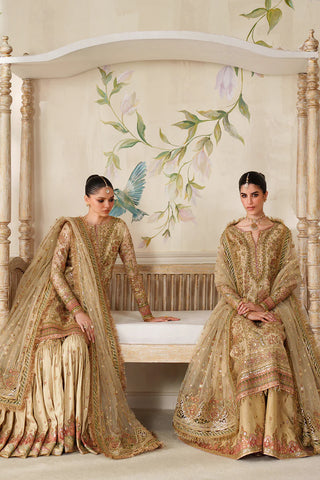 Luxury Embroidered Zarri Net Dress with Embroidered Dupatta & Silk Trouser – Unstitched Wedding Collection