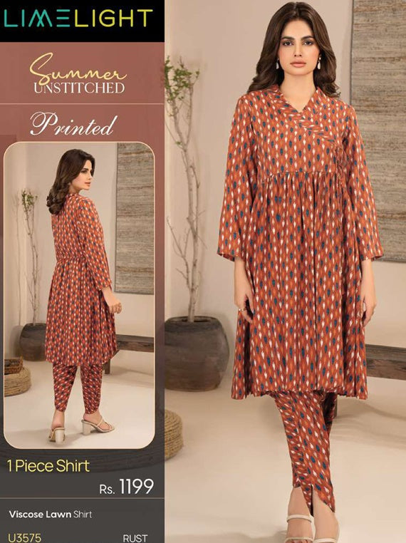 Limelight Printed Lawn Collection 2025 Vol-01 (U3575 Rust)