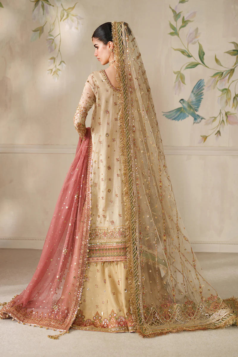 Luxury Embroidered Zarri Net Dress with Embroidered Dupatta & Silk Trouser – Unstitched Wedding Collection