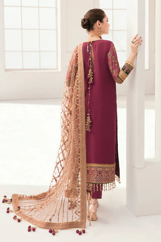 Embroidered Chiffon & Grip 8-Piece Unstitched Suit With Embroidered Net Dupatta & Dyed Silk Trousers