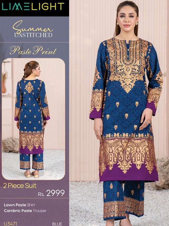 Limelight Printed Lawn Collection 2025 Vol-01 (U3471 Blue)