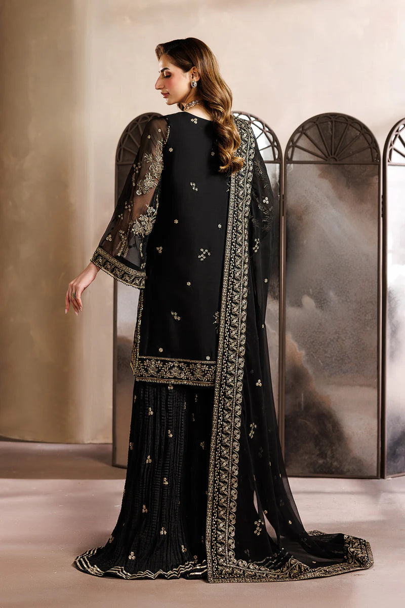 Sequins Embroidered Chiffon 2-Panel Shirt Suit with Raw Silk Trouser, Embroidered Dupatta & Laces