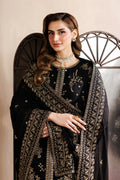 Sequins Embroidered Chiffon 2-Panel Shirt Suit with Raw Silk Trouser, Embroidered Dupatta & Laces