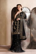Sequins Embroidered Chiffon 2-Panel Shirt Suit with Raw Silk Trouser, Embroidered Dupatta & Laces