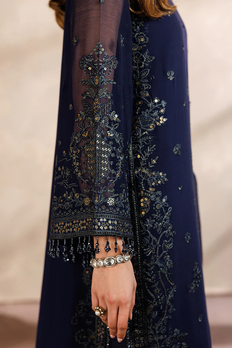 Sequins Embroidered Chiffon 3-Piece Suit | Raw Silk Trouser & Dupatta