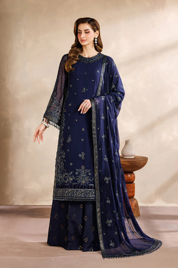 Sequins Embroidered Chiffon 3-Piece Suit | Raw Silk Trouser & Dupatta
