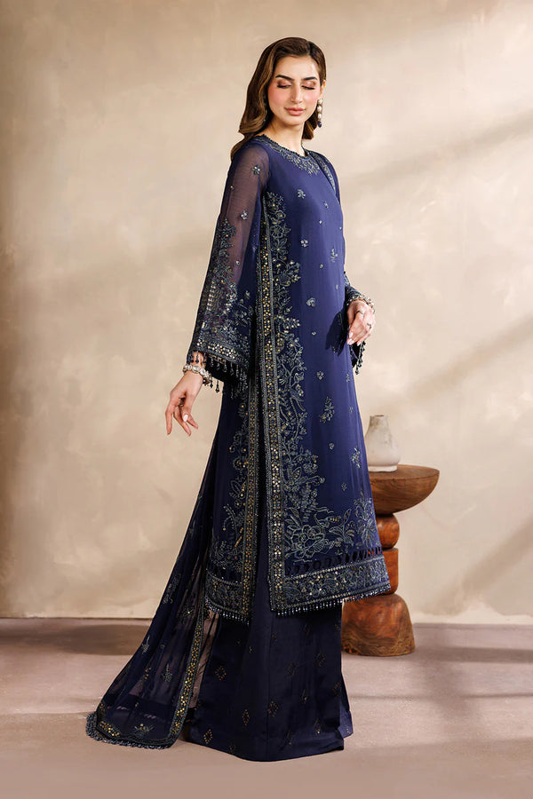 Sequins Embroidered Chiffon 3-Piece Suit | Raw Silk Trouser & Dupatta