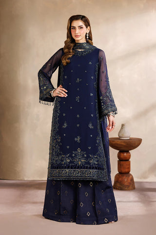 Sequins Embroidered Chiffon 3-Piece Suit | Raw Silk Trouser & Dupatta