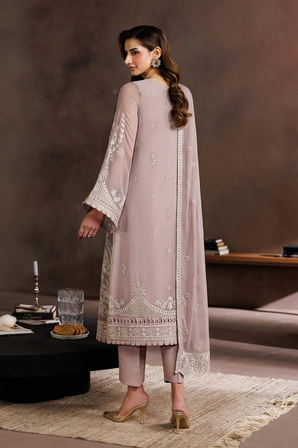 Sequins Embroidered Chiffon 3-Piece Suit with Embroidered Dupatta & Laces (ZYR-SUNEHRI-08)