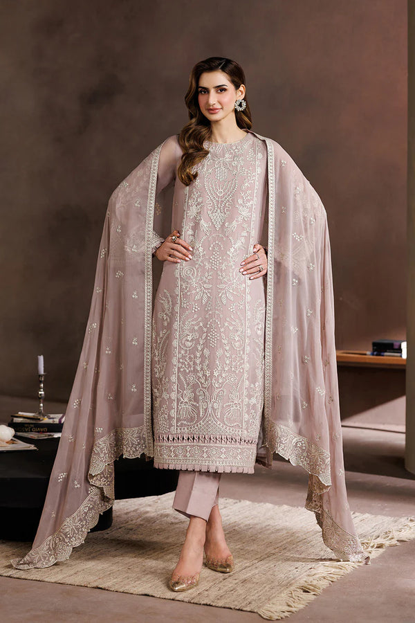 Sequins Embroidered Chiffon 3-Piece Suit with Embroidered Dupatta & Laces (ZYR-SUNEHRI-08)
