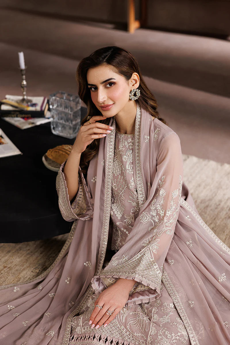 Sequins Embroidered Chiffon 3-Piece Suit with Embroidered Dupatta & Laces (ZYR-SUNEHRI-08)