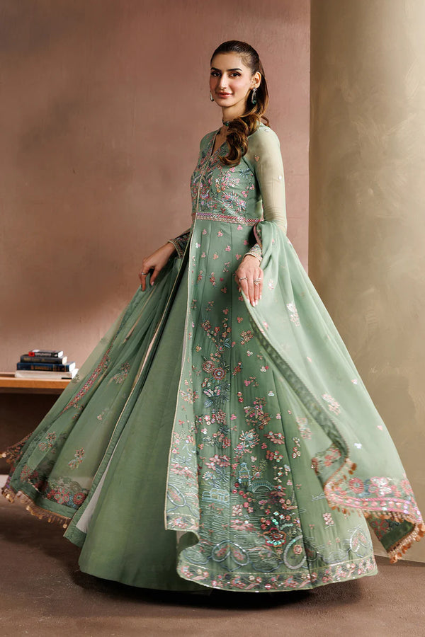 Sequins Embroidered Chiffon Kalli Suit | Raw Silk Trouser & Embroidered Dupatta (ZYR-SURILI-06)