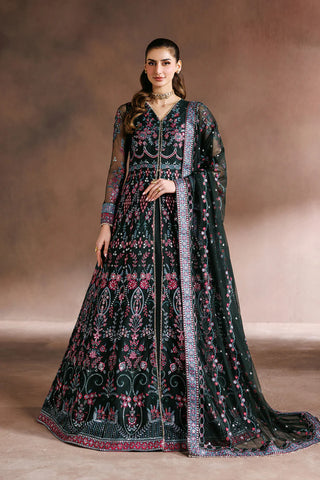 Sequins Embroidered Net Kalli Suit | Raw Silk Trouser & Multi-Color Laces