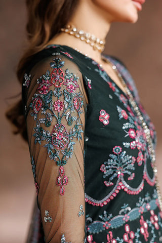 Sequins Embroidered Net Kalli Suit | Raw Silk Trouser & Multi-Color Laces