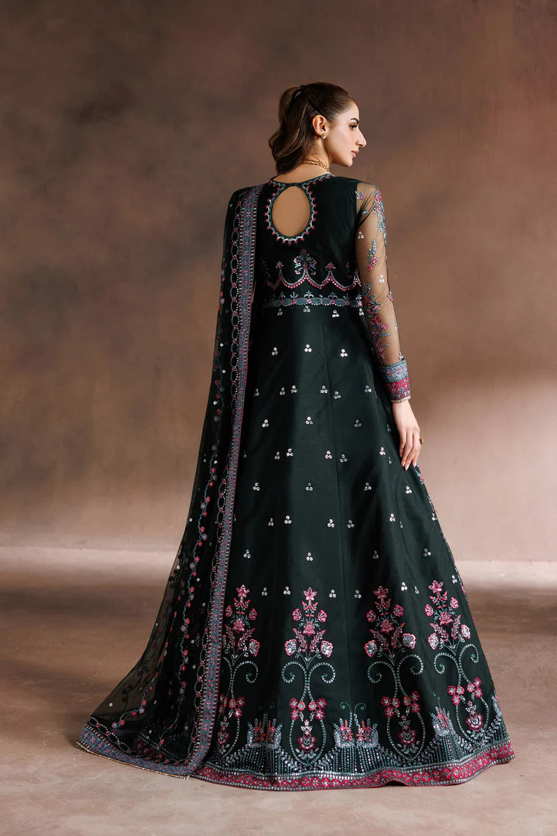Sequins Embroidered Net Kalli Suit | Raw Silk Trouser & Multi-Color Laces