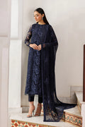 Embroidered Chiffon 3-Piece Suit | Dyed Raw Silk Trouser & Dupatta