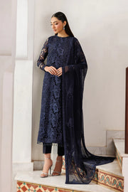 Embroidered Chiffon 3-Piece Suit | Dyed Raw Silk Trouser & Dupatta