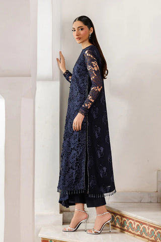 Embroidered Chiffon 3-Piece Suit | Dyed Raw Silk Trouser & Dupatta