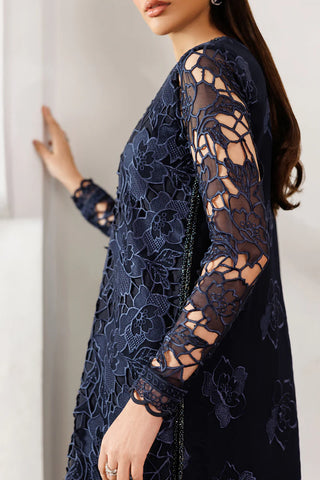 Embroidered Chiffon 3-Piece Suit | Dyed Raw Silk Trouser & Dupatta