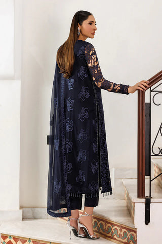 Embroidered Chiffon 3-Piece Suit | Dyed Raw Silk Trouser & Dupatta