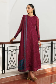 Embroidered Chiffon 3-Piece Suit | Dyed Raw Silk Trouser & Dupatta